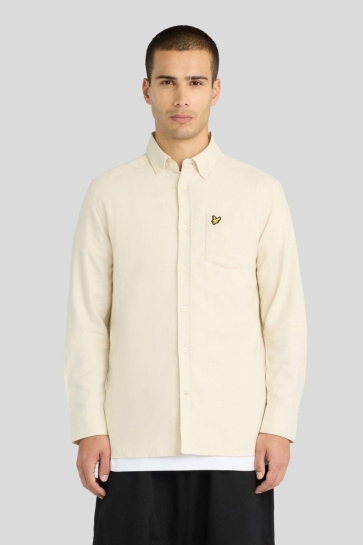 Lyle & Scott Overhemd PLAIN FLANNEL SHIRT LW1920V WHITECAP GREY
