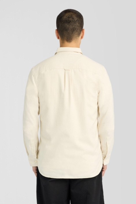 Lyle & Scott beige heren overhemd | Model achteraanzicht