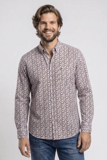 Campbell Overhemd CASUAL SHIRT LONGSLEEVE RANGER 01 107639 8611 Coffee Bean brown