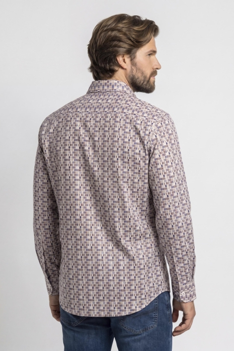 Campbell multi color heren overhemd | Model achteraanzicht