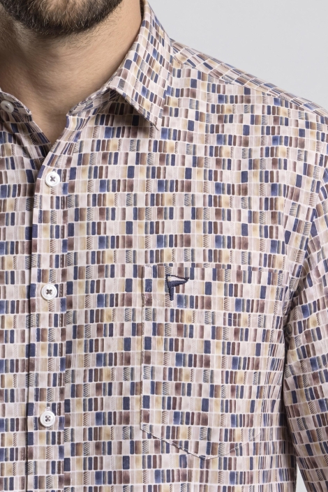 Campbell multi color heren overhemd | Close up