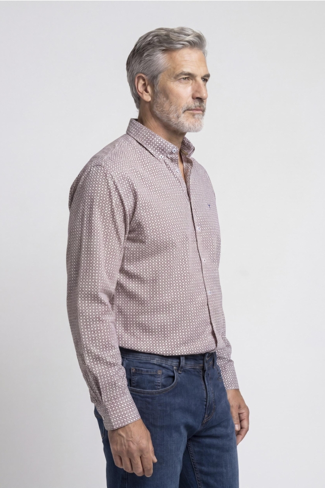 Campbell bruine heren overhemd | Model zijaanzicht