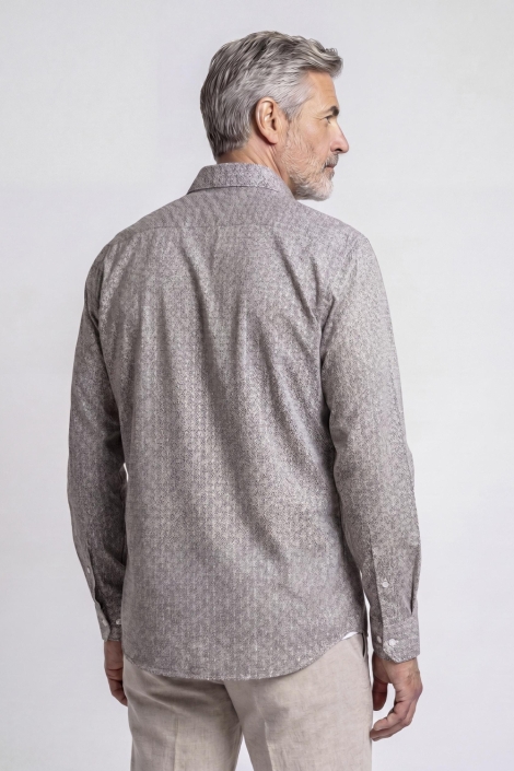 Campbell bruine heren overhemd | Model achteraanzicht