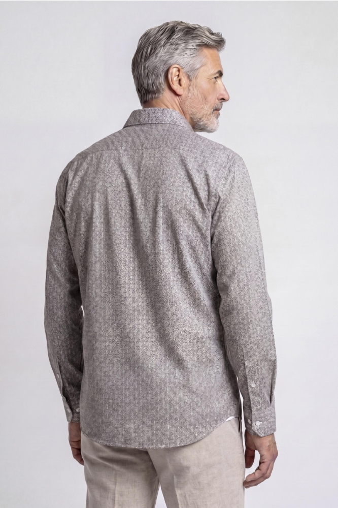 Campbell bruine heren overhemd | Model achteraanzicht