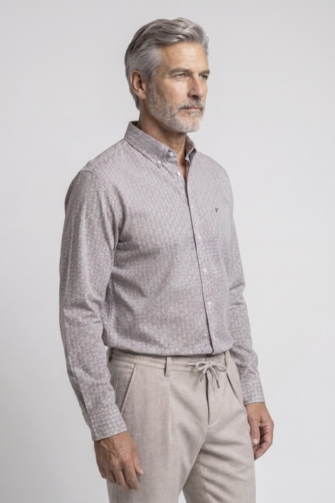 Campbell bruine heren overhemd | Model vooraanzicht