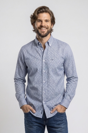 Campbell Overhemd CASUAL SHIRT LONGSLEEVE RANGER 08 107641 3281 Ashley Blue