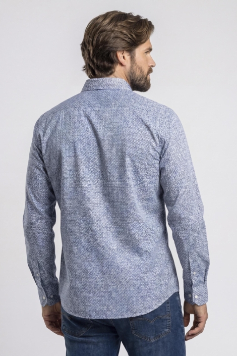 Campbell blauwe heren overhemd | Model achteraanzicht