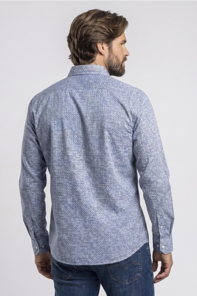 Campbell blauwe heren overhemd | Model achteraanzicht