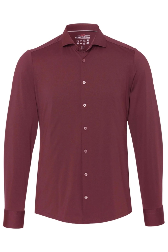 Pure H. Tico bordeaux heren overhemd | Vooraanzicht