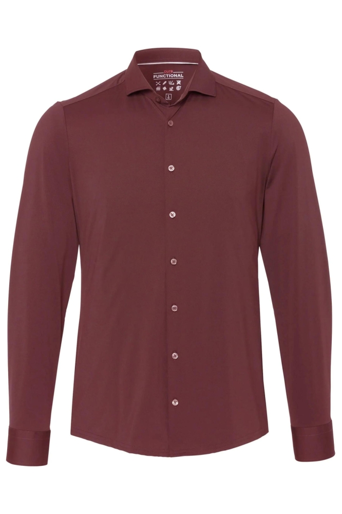 Pure H. Tico bordeaux heren overhemd | Vooraanzicht