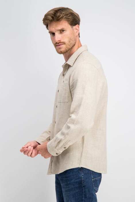 Gabbiano beige heren overhemd | Model zijaanzicht