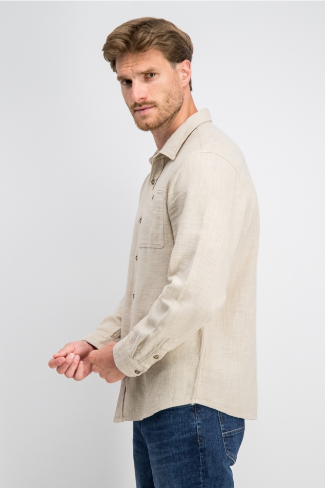 Gabbiano beige heren overhemd | Model zijaanzicht