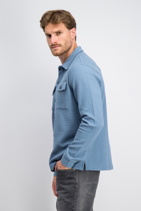 Gabbiano blauwe heren overhemd | Model zijaanzicht