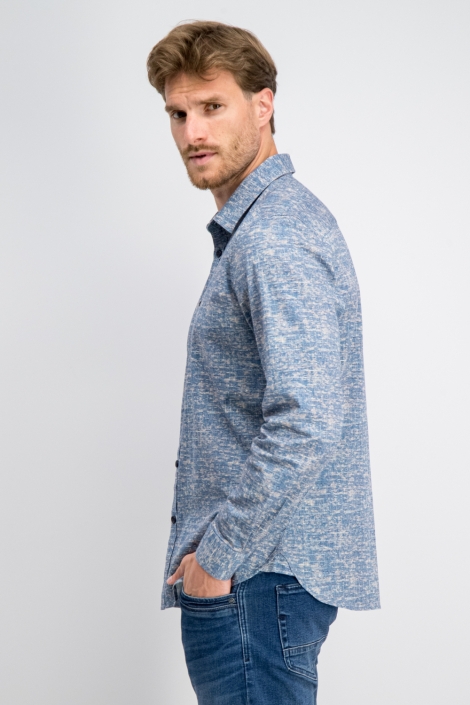 Gabbiano blauwe heren overhemd | Model zijaanzicht