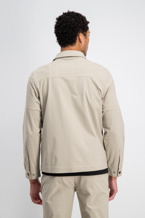 Gabbiano taupe heren overhemd | Model achteraanzicht