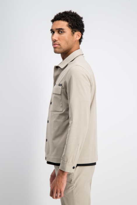 Gabbiano taupe heren overhemd | Model zijaanzicht