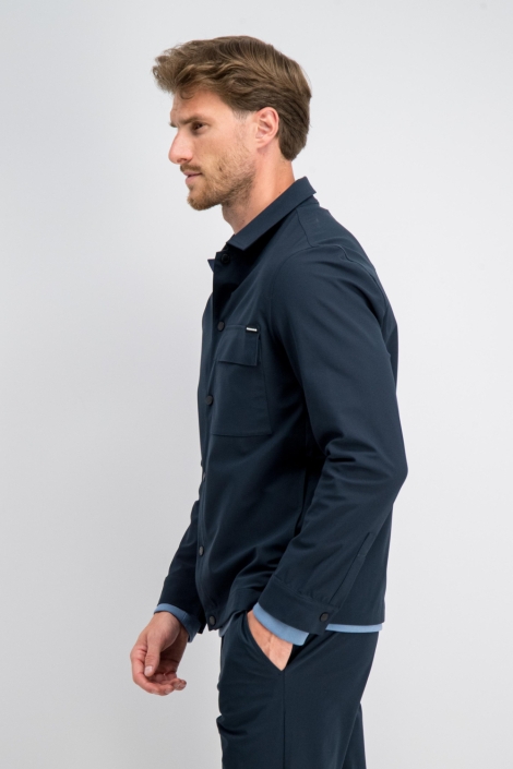 Gabbiano blauwe heren overhemd | Model zijaanzicht