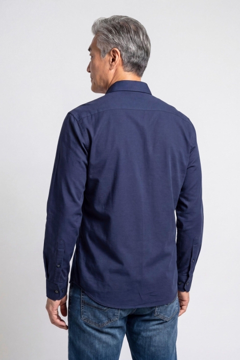 Campbell blauwe heren overhemd | Model achteraanzicht