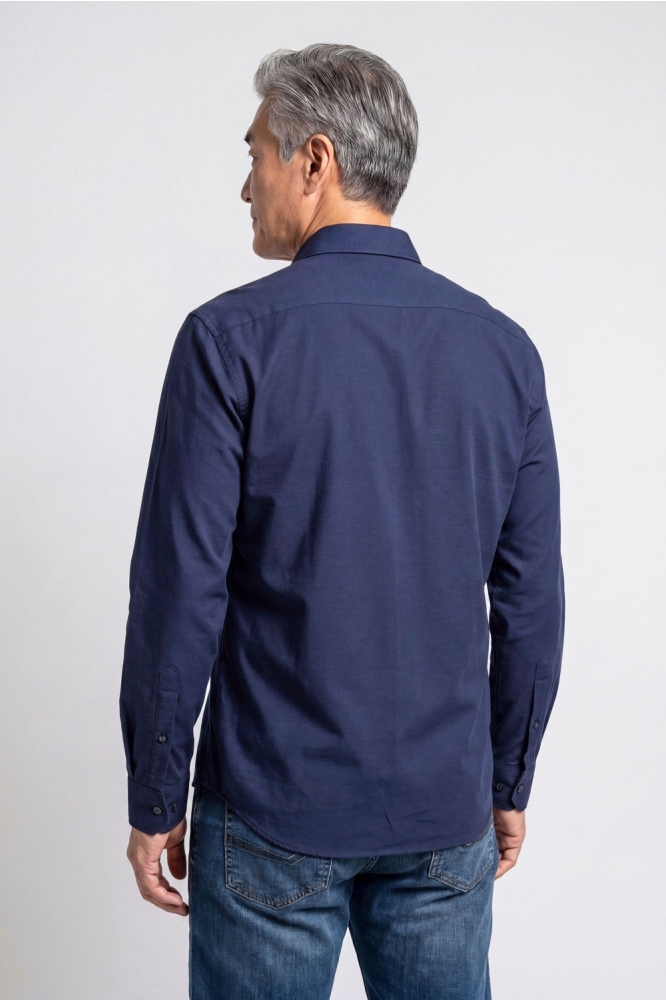 Campbell blauwe heren overhemd | Model achteraanzicht