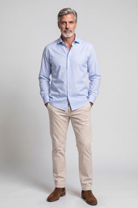 Campbell blauwe heren overhemd | Model