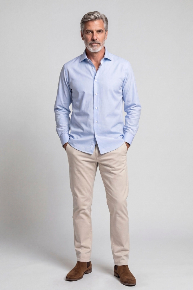 Campbell blauwe heren overhemd | Model