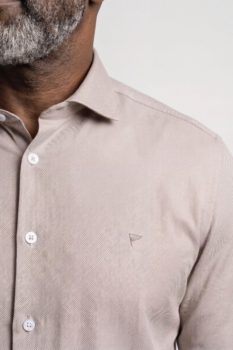 Campbell bruine heren overhemd | Close up