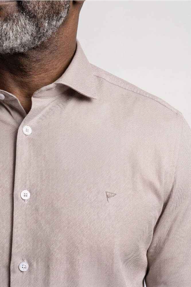 Campbell bruine heren overhemd | Close up