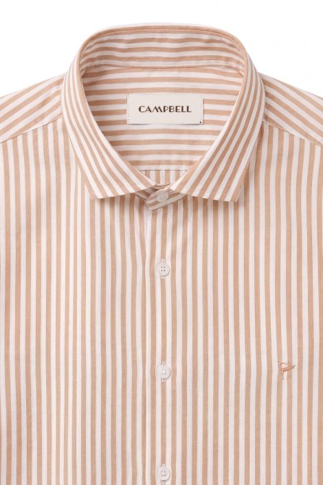 Campbell camel heren overhemd | Close up