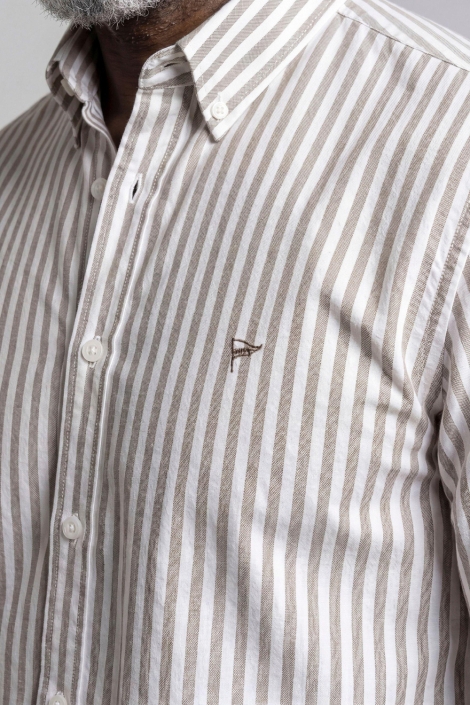 Campbell beige heren overhemd | Close up