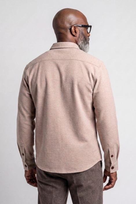 Campbell beige heren overhemd | Model achteraanzicht