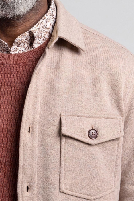 Campbell beige heren overhemd | Close up