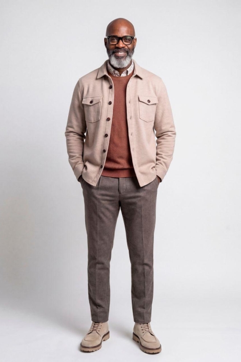 Campbell beige heren overhemd | Model