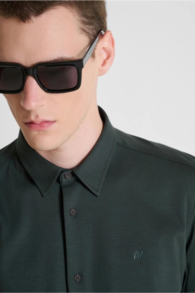 Antony Morato groene heren overhemd | Close up