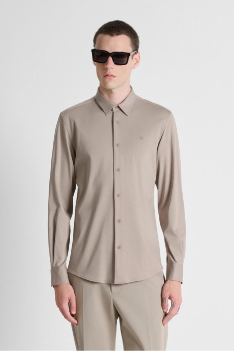 Antony Morato taupe heren overhemd | Model vooraanzicht