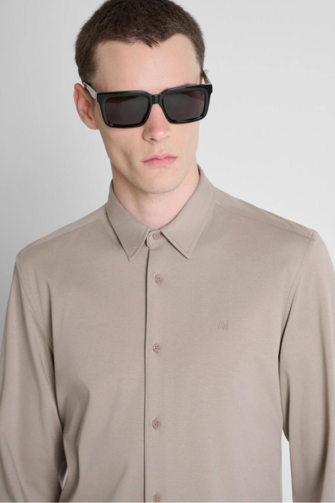 Antony Morato taupe heren overhemd | Close up