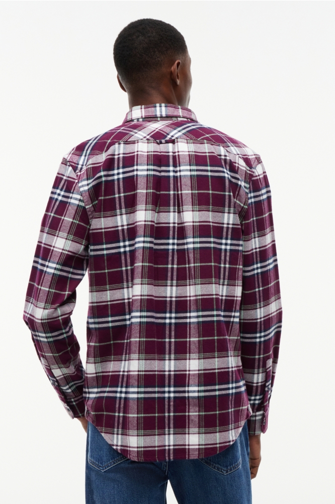 Tommy Jeans bordeaux heren overhemd | Model achteraanzicht