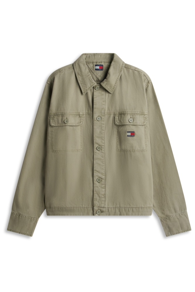 Tommy Jeans groene heren overhemd | Vooraanzicht