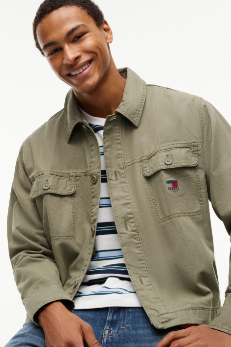Tommy Jeans groene heren overhemd | Close up