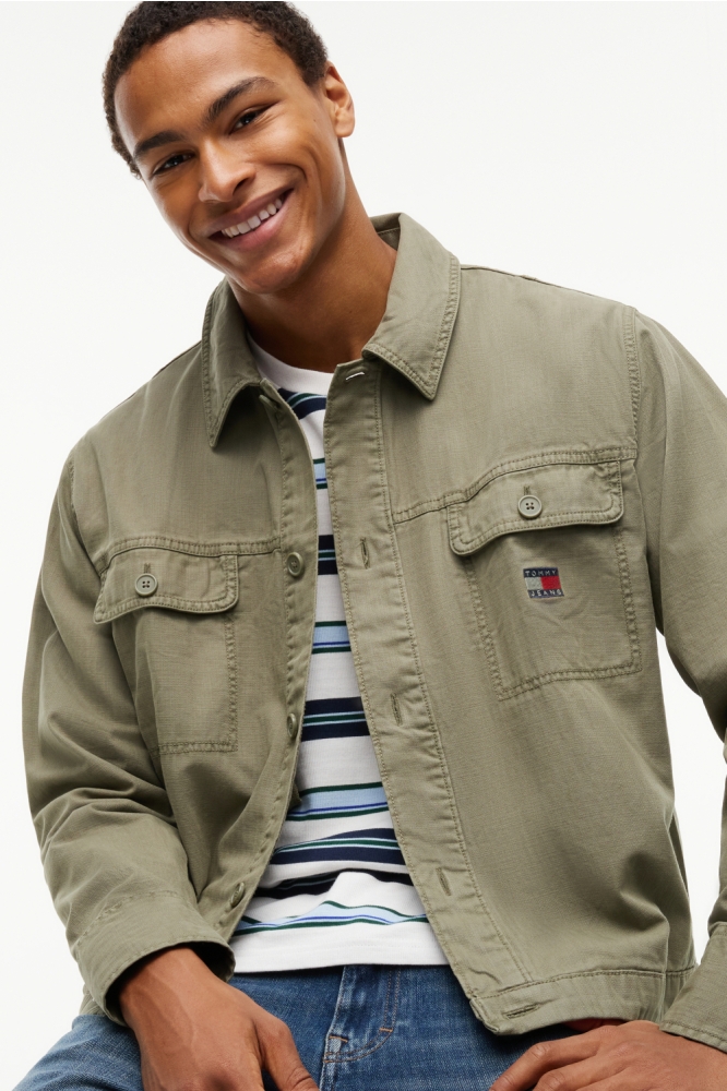 Tommy Jeans groene heren overhemd | Close up