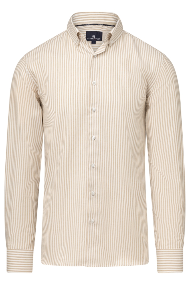 State of Art beige heren overhemd | Vooraanzicht