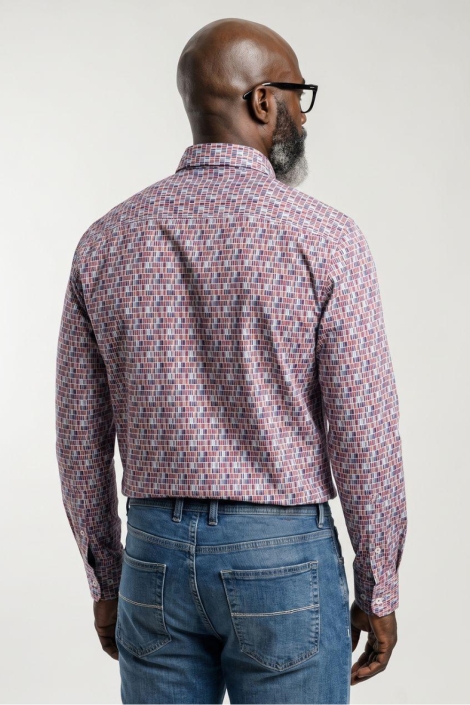 Campbell multi color heren overhemd | Model achteraanzicht