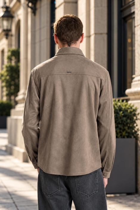 Antony Morato taupe heren overhemd | Sfeerbeeld, In situatie