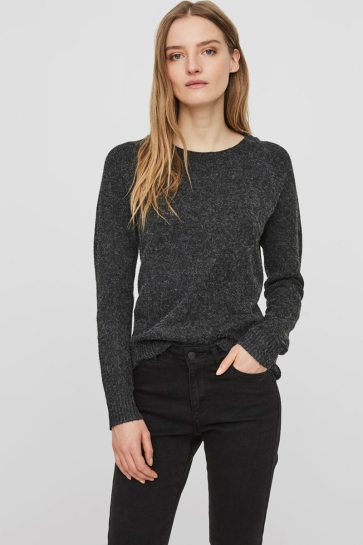 Vero Moda VMDOFFY LS O-NECK BLOUSE GA NOOS 10201022 Black/MELANGE