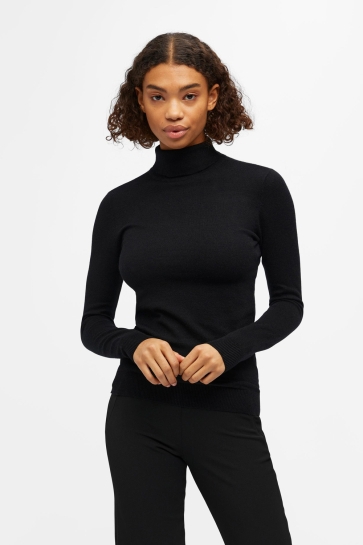 Object objthess l/s rollneck knit pullover Zwart