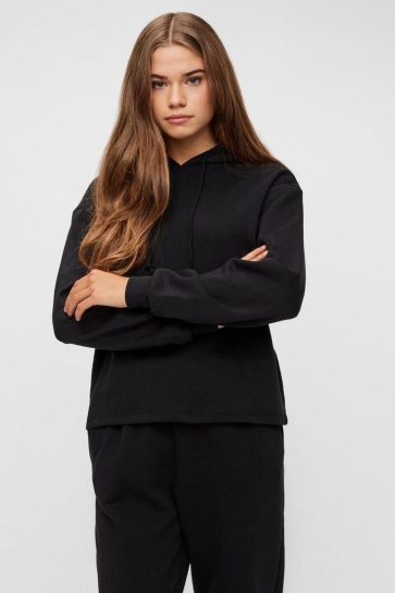 Pieces pcchilli ls hoodie d2d bc Zwart