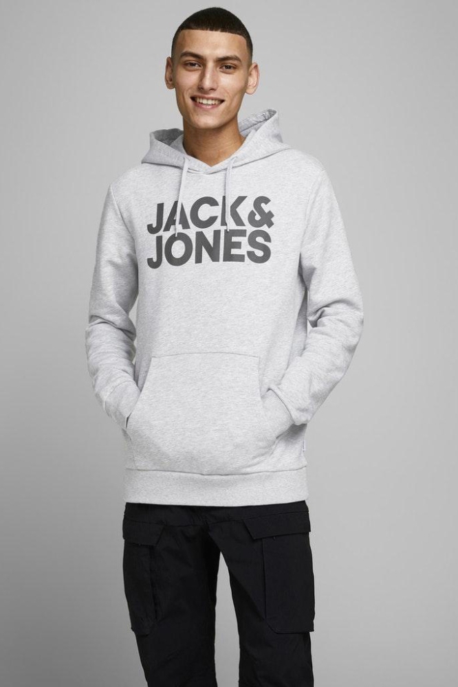 Jack & Jones grijze heren sweater | Model vooraanzicht