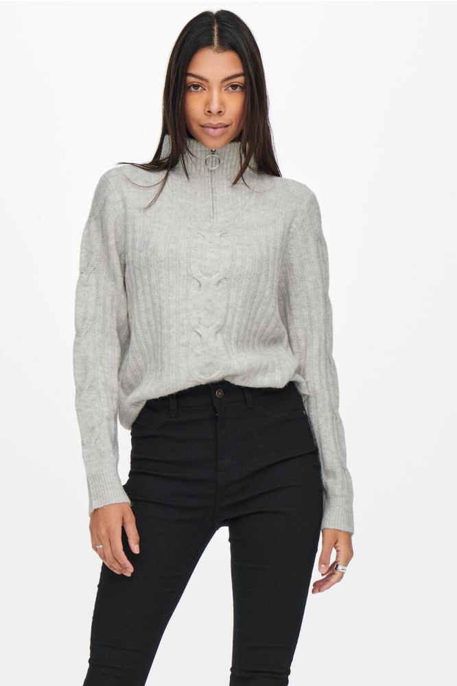 Jacqueline de Yong beige dames trui | Model vooraanzicht