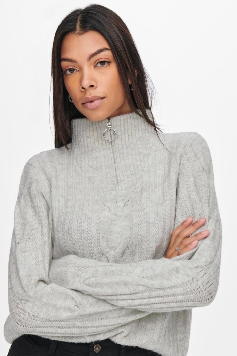 Jacqueline de Yong beige dames trui | Close up