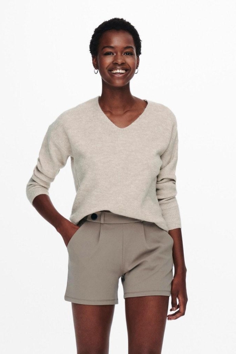 Only beige dames trui | Model vooraanzicht