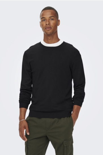 Only & Sons onswyler life ls crew knit noos Zwart